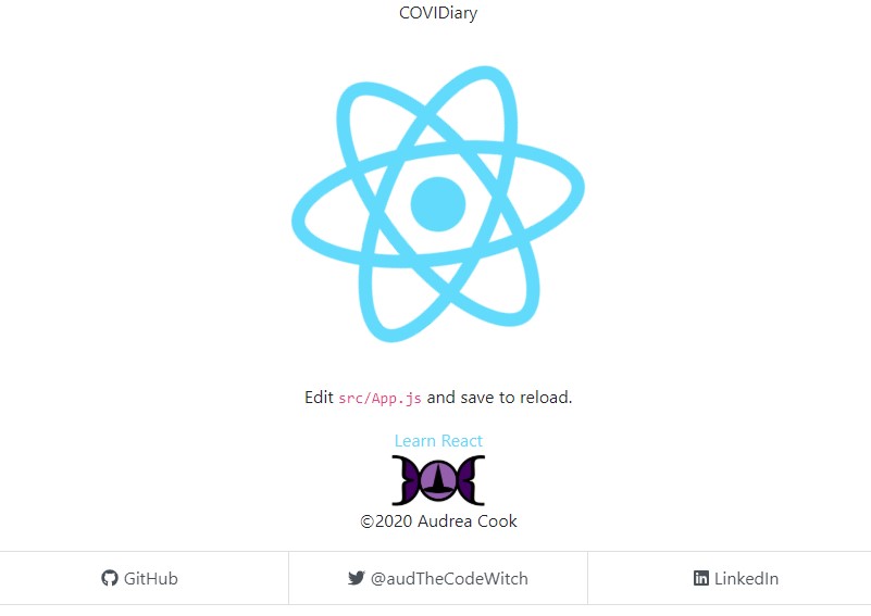 Basic Header COVIDiary with the stubbed header component
