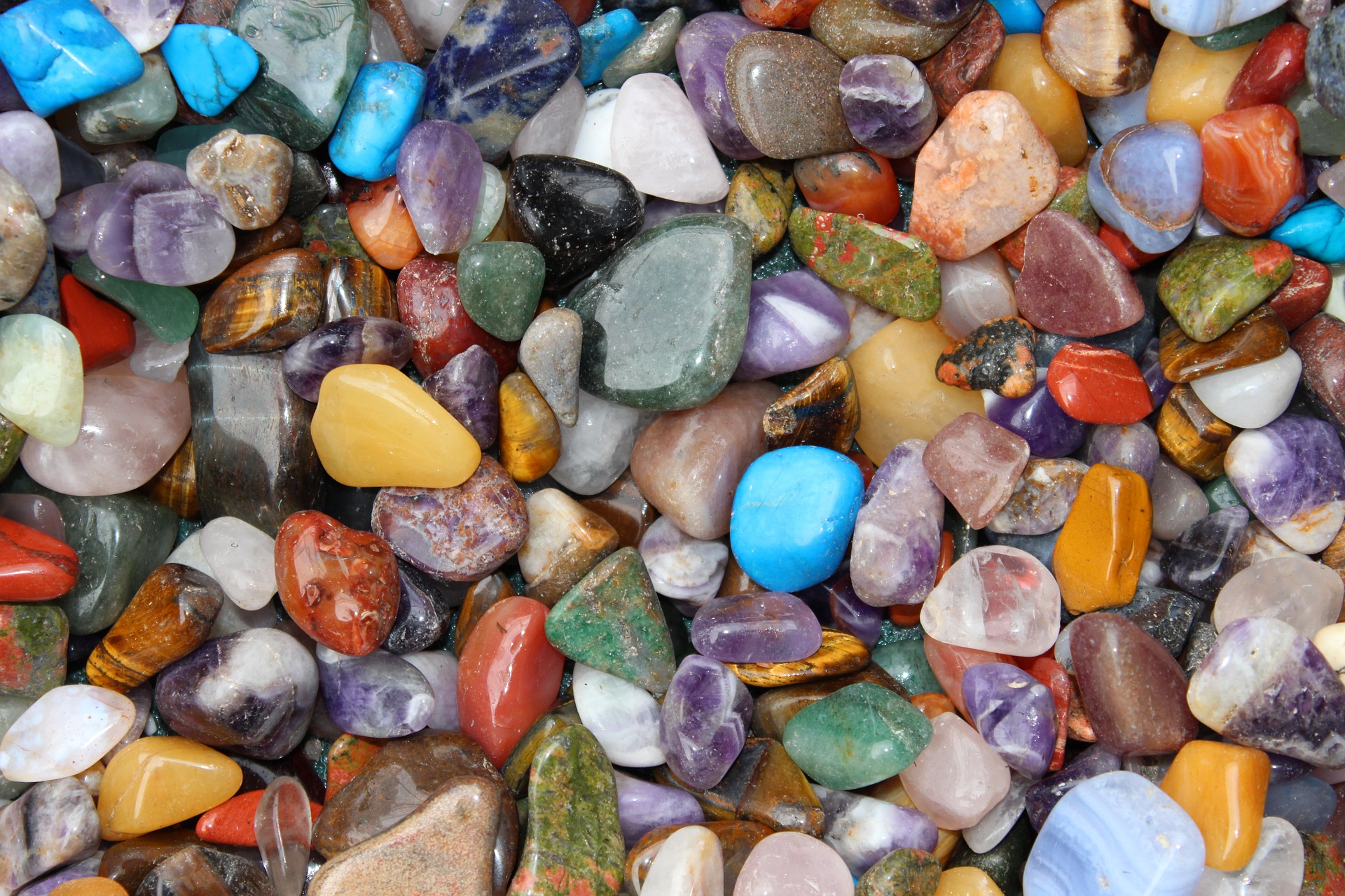 A variety of tumbled gemstones
