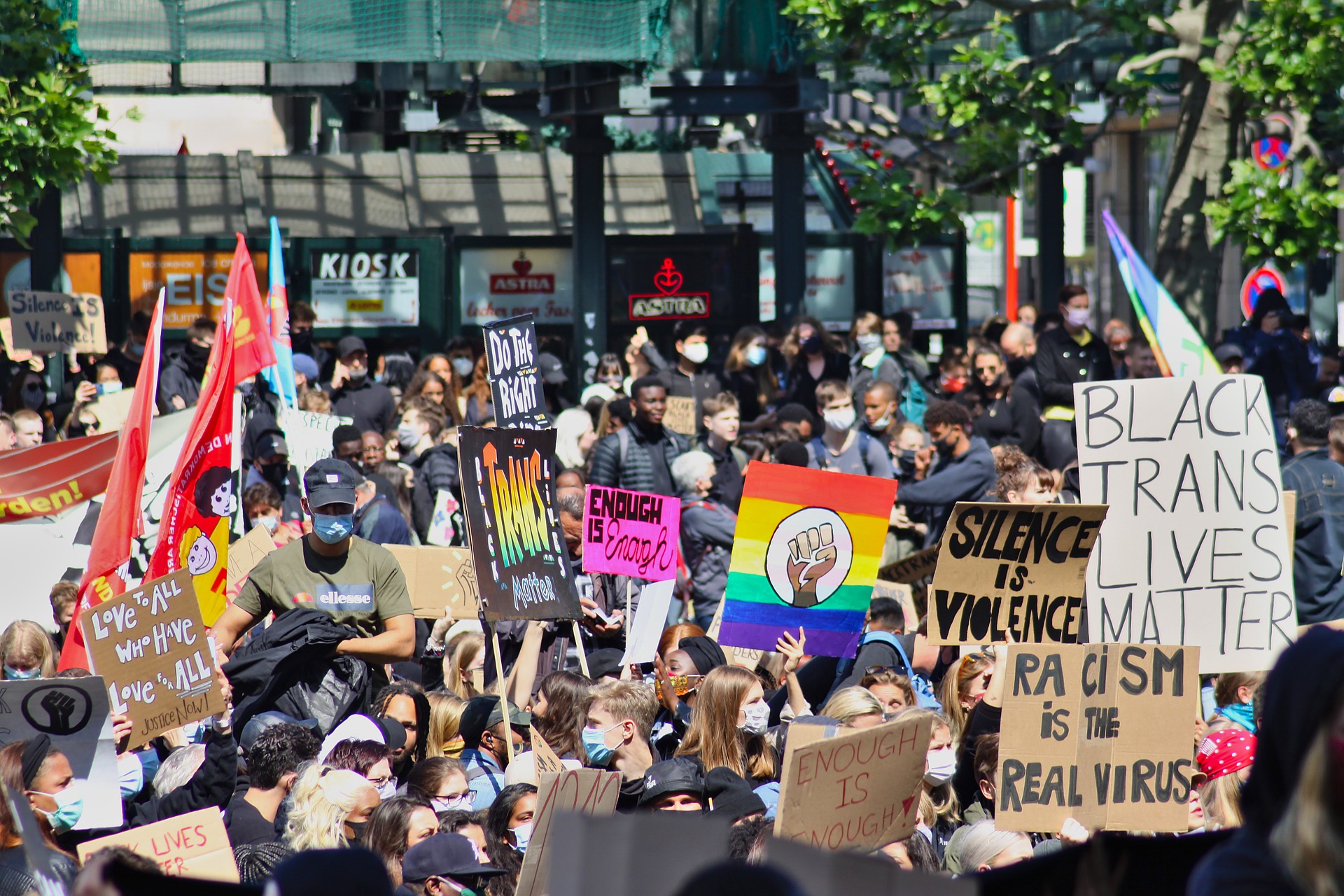 A photograph of protesters during the Black Lives Matter movement